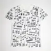 Camiseta Suelta de Manga Corta con Cuello Redondo Artístico Estilo Europeo con Estampado de Notas Musicales, Camiseta de Verano Casual Tendencia Calle Rock
