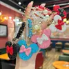 Llavero de Cabeza de Minnie con Pedrería de Gama Alta, Popular Bolso de Redondo con Cadena de Cuentas de Cristal Mickey Full Diamond, Decoración para Llave de Coche