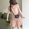 Bolsa Pequena de Moedas Gatinho com Bordado Transfronteiriço para Mulheres, Estilo Coreano com Laço, Fofa, Estilo Mini Chanel, Versátil, Bolsa Transversal Infantil