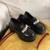 Mocasines de Moda Versátiles de Primavera Zapatos de Cuero con Suela Gruesa, Nuevos Zapatos de Perla para Mujer Popcorn 2026 Estilo Retro Francés