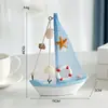 Decoração de Casa Estilo Mediterrâneo Transfronteiriço Ornamentos de Modelo de Vela de Madeira Pequeno Barco Barco de Vela Suave