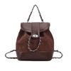 Mochila estilo preppy retrô atacado feminina 2023 Nova Mochila com costura fosca bolsa balde de corrente versátil