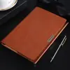 Caderno de folhas soltas para negócios com fichário removível, bloco de notas A5 para negócios, livro de registro de reuniões com capa de couro, conjunto em caixa de presente