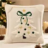 Cojín de peluche bordado de árbol de Navidad, cojín decorativo para sofá de sala de estar, decoración festiva para el hogar, incluye relleno, cojín cuadrado