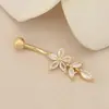 Anillo para el ombligo con borla de flor incrustado con circonita joyería para piercing corporal clavo de ombligo sexy moda para chica hot todo-partido hebilla de ombligo