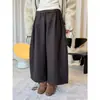 Calça Casual de Lã Dupla Face Retro Estilo Coreano Preguiçoso com Cintura Elástica, Calça Cropped de Caimento Solto para Mulheres