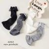 Calcetines para Niñas, Estilo Otoño e Invierno, Color Sólido, Encaje Lindo, Calcetines de Princesa Holgados Medianos y Grandes para Niñas, Venta al por Mayor