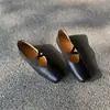 656-1 Zapatos Nuevos de Punta Cuadrada para Primavera y Otoño de Piel de Vaca Lavada de Alta Calidad Bailarinas Ultrasuaves para Mujer
