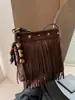 Bolsa Feminina Retrô Estilo Maillard com Franjas em Camurça, Venda Quente Transfronteiriça, Versátil para o Dia a Dia e Trabalho, de Ombro Único ou Transversal