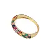 Pulseira de cobre banhado a ouro com zircônia colorida incrustada, pulseira com fivela de personalidade e moda, atacado