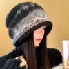 Gorro de invierno, estilo Fair Isle, gorro de punto con borde enrollado, gorro de invierno nuevo para mujer, adecuado para cabezas grandes, versátil, cálido y protector de orejas
