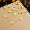 Estilo Coreano y Japonés Versátil Elegante Concha Blanca Lazo Dorado Chapado Cadena Colgante Joyería de Acero Inoxidable Simple Conjunto de Alta Gama