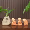 Hui Neng Pequeño Monje Jarrón de Cerámica Adorno Zen Cerámica Gruesa Jarrón de Quietud Decoración para Mesa de Café de Sala de Estar de Oficina en Casa