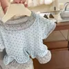 Ropa Coreana para Niñas, Conjunto de Verano 2026 Nuevo Modelo, Ropa de Verano para Bebé Niña, Conjunto de Dos Piezas con Top de Manga Corta y Pantalones Acampanados