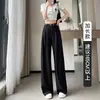 Pantalones de Pierna Ancha de Mezclilla Tencel Azul para Mujer, Nuevos de Primavera y Verano de Cintura Alta Adelgazantes Casuales Caídos de Pierna Recta hasta el Suelo
