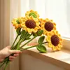 Flor de girasol de hilo de hielo grande de 16 cm de diámetro, tejida a mano, flor artificial, producto terminado, regalo para el Día del Maestro