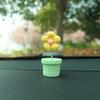 Macaron Flor de Cinco Pétalos Fresco para Coche Maceta Pequeña Flor Adornos para Coche Cabeza Oscilante Consola Central Decorativa Adornos de Escritorio