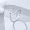 Anillo DIY de plata de ley maciza S925 de 6.2 mm con montura en blanco, popular en TikTok, anillo de cola de sirena de diamante oceánico