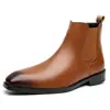Comercio Exterior 2026 Otoño/Invierno Nuevos Zapatos de Cuero Casual de Moda para Hombre Estilo Coreano de Caña Alta Botas de Cuero Slip-On de Talla Grande para Hombre