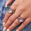Anel Xinyi Diamante Gota de Água Tcheca Super Brilhante Aço Inoxidável Banhado a Ouro 18K Personalizado Simples Versátil Anel Aberto para Dedo Indicador