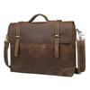 Pasta Masculina de Couro Genuíno, Bolsa Transversal, Retrô Couro de Vaca de Primeira Camada, Bolsa Mensageiro Artesanal de Couro Crazy Horse para Homem