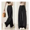 Moda otoñal nueva, pantalones casuales holgados de pierna ancha para adelgazar, de cintura alta, con diseño de pliegues laterales de moda para mujer