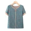 Traje de verano de abuela para madres de mediana edad y mayores, estilo extranjero, camiseta de manga corta, dos piezas, ropa para señoras de 60 y 70 años