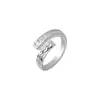Anel Assimétrico de Flor de Carro com Zircônia em Prata de Lei 925 para Mulheres Simples Acessível Luxo High-End Não Desbota Anel Aberto 5513