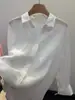 Camisa Blanca Casual de Ramio Boluo para Mujer, Chaqueta Cardigan de Lino de Manga Larga Holgada con Protección Solar y Sensación Relajada