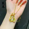 Tienda de Oro Mismo Estilo Arena Dorada Flor de Diamante Incrustada Bendición y Fortuna Lenguaje de las Flores Calabaza de Tres Vidas Colgante Alta Retención de Color Flor Calabaza Venta al por Mayor