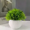 Flores Artificiales Falsas Muebles para el Hogar Adornos de Mesa Balcón Flores de Plástico Planta Verde Falsa Adornos de Plantas en Maceta Mini Decoraciones Bonsái