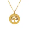 Moda moderna estilo ins coreano regalo versátil para niña Anillo hueco de rama dorada de árbol grande collar con colgante de acero de titanio