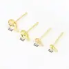 Brinco de Prata S925 com Pino Banhado a Ouro 18K Real com Bandeja para Brinco Pendurado Acessórios de Cobre Pino de Brinco de Tigela DIY A01
