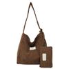 Bolso de Hombro Versátil de Pana de Gran Capacidad Diseño Nicho Bolso Bandolera para Viajeros Bolso Tote de Pana Popular de Este Año