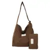 Bolso de Hombro Versátil de Pana de Gran Capacidad Diseño de Nicho Bolso Cruzado para Viajes Diarios Bolso Tote de Pana de Moda Este Año