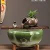 Tablero de Madera Carbonizada Tanque Ecológico Acuicultura Tradicional Accesorios para Tanques de Agua de Madera Maciza Soporte para Flores de Jardín Alfombrilla Adornos de Paisajismo para Peceras