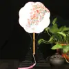 Ventoinha Hanfu em formato de flor, ventoinha feminina para dança antiga, pequena ventoinha redonda, ventoinha de rede vermelha com cabo longo DIY, suprimento para barraca de discoteca
