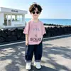 Conjunto de Ropa de Verano para Niños Niños Estilo Coreano Nuevo Guapo Niñito Conjunto de Dos Piezas Delgado de Manga Corta