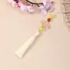 Abanico Dorado Estampado con Borlas, Colgantes de Borlas, Borlas de Hanfu, Abanico Decorativo Hecho a Mano Estilo Antiguo, Adorno Colgante con Patrón de Nubes