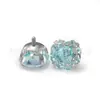 Pendientes de Titanio F136 Ocho Lados Corte Rosa Zirconia Degradada Pendientes de Titanio G23 Fondo de Copa Pendientes Rosa Milenio