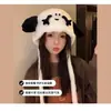 Sombrero y Bufanda de Peluche con Forma de Cachorro Dos en Uno Invierno Estudiante Ciclismo Cortavientos Cálido Protección para el Cuello Sombrero de Copa de Ala Ancha