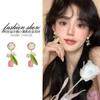 Aretes de flor de perla fresca lindos dulces aretes Mori diseño de nicho único aretes de plata esterlina de hadas