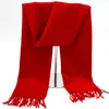 Cachecóis de Lã e Cashmere para Outono e Inverno, Atacado do Fabricante, Nova Moda Cor Sólida, Design com Franjas, Unissex, Comprimento Médio