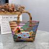 Nueva Bolsa de Tote Rayas Tejidas Retro Dachshund Cesta de Verduras Bolso de Mano 2024 Bolso de Mano Ropa de Trabajo para Mujer Envío Gratis
