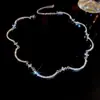 Colar Geométrico Europeu e Americano Transfronteiriço Cravejado com Diamantes, Luxo Leve, Alto Padrão, Corrente Simples para Clavícula, Temperamento Fashion, Joia de Colar Versátil