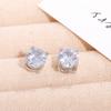 Pendientes de circonita con incrustaciones para mujer de Amazon Cross-border, creativos, sencillos, con diamantes de imitación, de lujo, de 8 mm y cuatro garras.