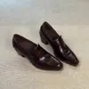 Mocasines Retro de Tacón Grueso y Punta Cuadrada para Mujer Nuevos sin Cordones Planos para Viajar al Trabajo Estilo Británico Zapatos Pequeños de Piel Planos Mujer