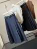 Elegante falda plisada estilo traje gris para mujer, nueva de otoño, de cintura alta, fluida, resistente a las arrugas, de longitud media, línea A, tipo paraguas