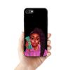 Funda para teléfono con diseño de chica pintada a mano, estilo europeo y americano, para iPhone 15, funda negra para teléfono con diseño de chica.