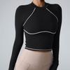 Camisetas Deportivas de Primavera y Otoño Transfronterizas Europeas y Americanas Ropa Deportiva para Correr y Fitness Ropa de Yoga de Manga Larga en Contraste Personalizada Color Nude para Mujer